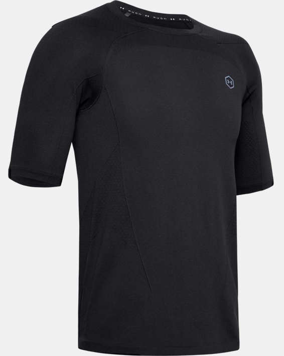 Men's UA RUSH™ Seamless Compression Short Sleeve in Black image number 5
